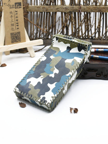 Handmade Leather Cigarette Holder Camouflage Leather Womens Cigarette Holder Case for Women