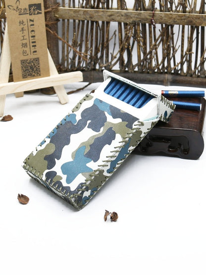 Handmade Leather Cigarette Holder Camouflage Leather Womens Cigarette Holder Case for Women