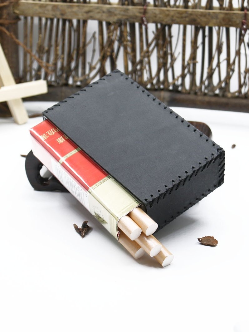 Cool Black Leather Cigarette Holder Handmade Leather Mens Cigarette Holder Case for Men