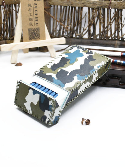 Handmade Leather Cigarette Holder Camouflage Leather Womens Cigarette Holder Case for Women