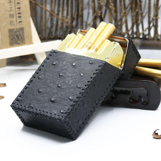 Cool Leather Cigarette Holder Handmade Leather Mens Black Cigarette Holder Case for Men