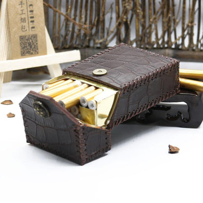 Cool Cigarette Holder Handmade Leather Mens Coffee Cigarette Holder Cases for Men