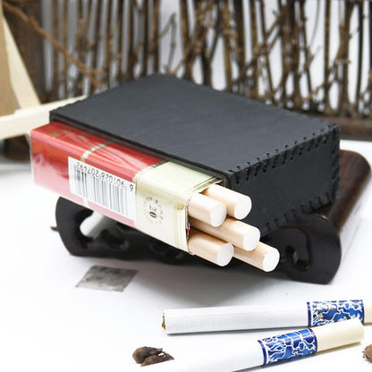 Cool Black Leather Cigarette Holder Handmade Leather Mens Cigarette Holder Case for Men