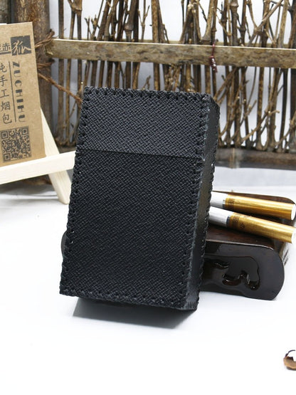 Cool Handmade Leather Cigarette Holder Mens Black Cigarette Holder Case for Men