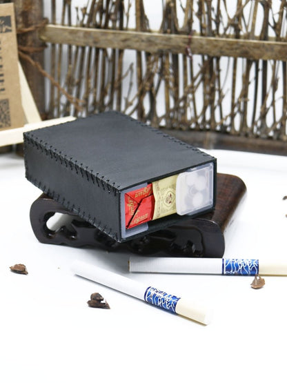 Cool Handmade Leather Mens Black Cigarette Holder Case for Men