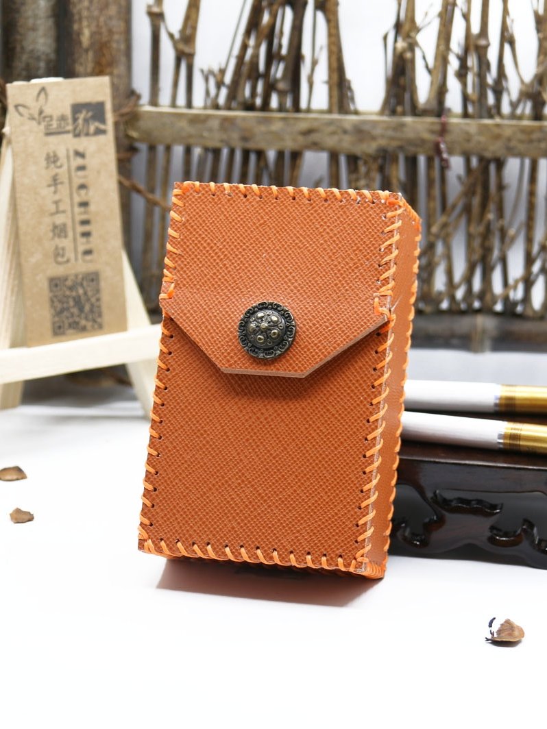 Handmade Brown Leather Cigarette Holder Mens Cool Cigarette Holder Case for Men