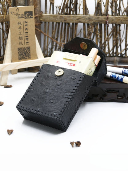 Cool Cigarette Holder Handmade Leather Mens Black Cigarette Holder Cases for Men