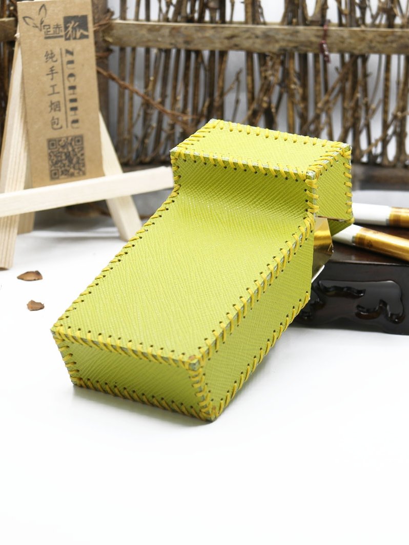 Cute Handmade Leather Womens Green Cigarette Holder Case for Women