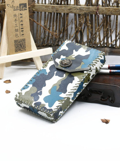 Handmade Camouflage Leather Womens Cigarette Holder Case for Women