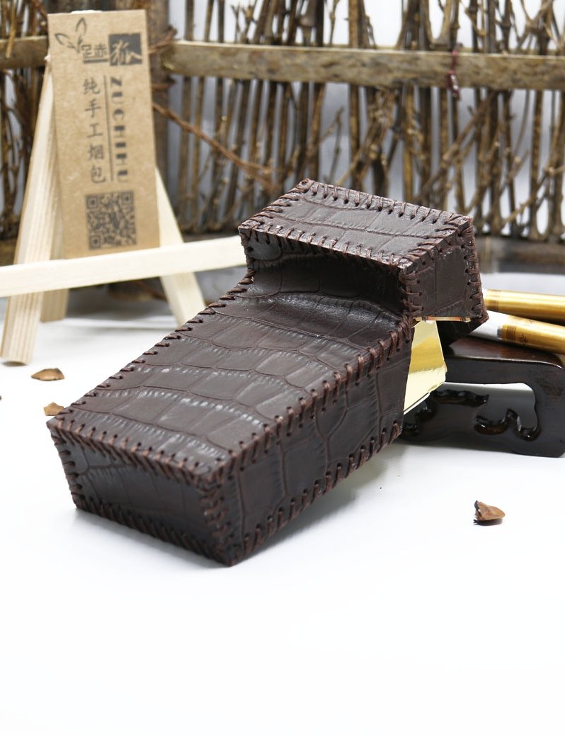 Cool Cigarette Holder Handmade Leather Mens Coffee Cigarette Holder Cases for Men