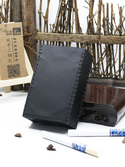 Cool Handmade Leather Mens Black Cigarette Holder Case for Men