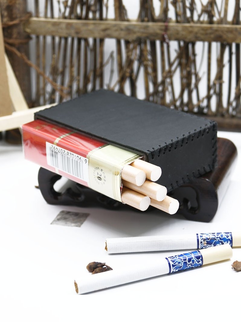 Cool Black Leather Cigarette Holder Handmade Leather Mens Cigarette Holder Case for Men