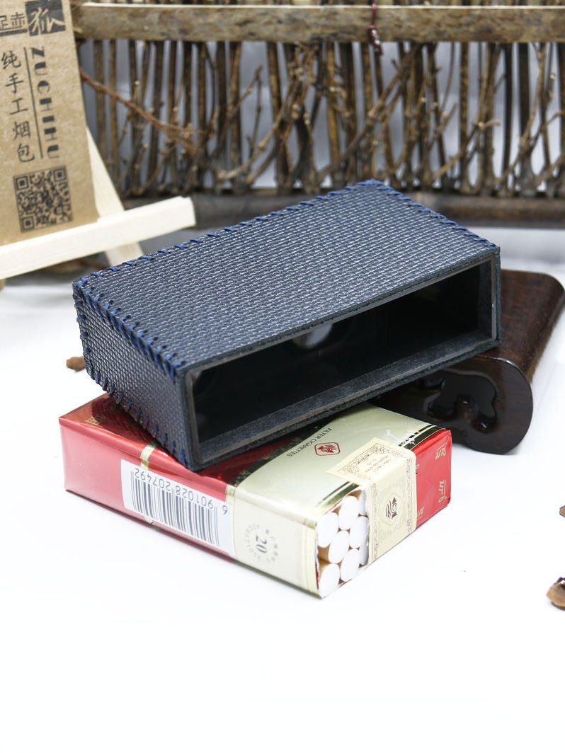 Cool Cigarette Holder Handmade Leather Mens Blue Cigarette Holder Cases for Men