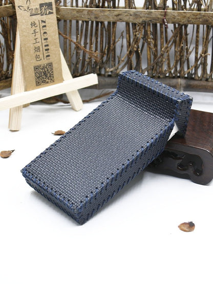 Handmade Leather Dark Blue Womens Cigarette Holder Case for Women