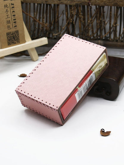 Cute Handmade Leather Womens Pink Cigarette Holder Case for Women