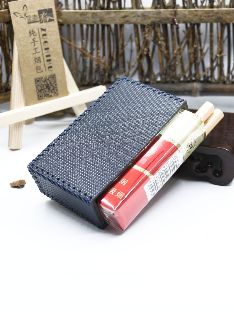 Cool Cigarette Holder Handmade Leather Mens Blue Cigarette Holder Cases for Men