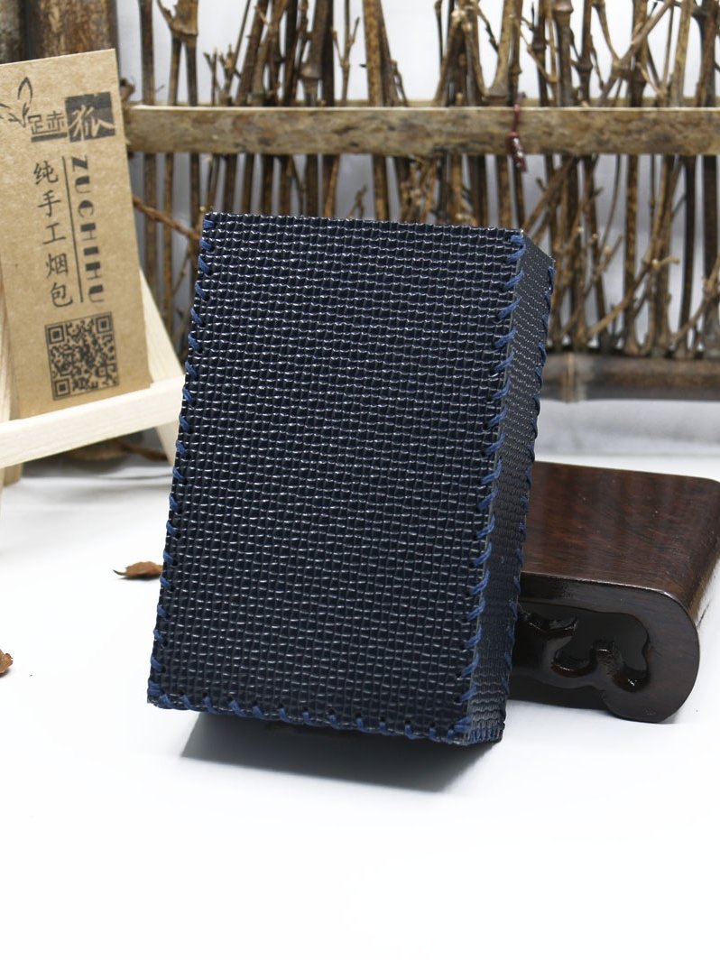 Cool Handmade Leather Mens Blue Cigarette Holder Case for Men