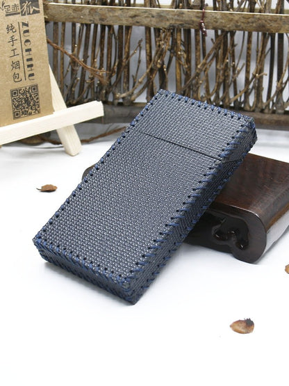 Handmade Leather Dark Blue Womens Cigarette Holder Case for Women