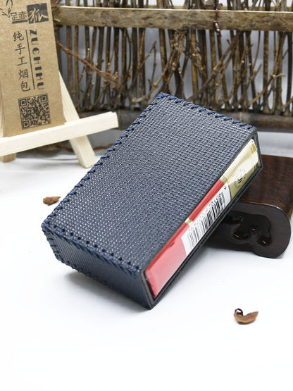 Cool Cigarette Holder Handmade Leather Mens Blue Cigarette Holder Cases for Men