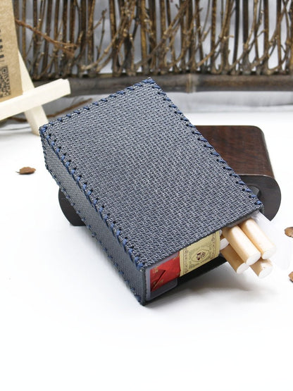 Cool Handmade Leather Mens Blue Cigarette Holder Case for Men