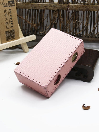 Cute Handmade Leather Womens Pink Cigarette Holder Case for Women