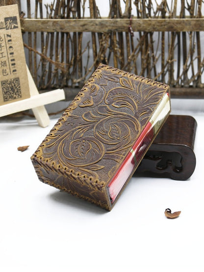 Cool Cigarette Holder Handmade Leather Mens Coffee Floral Cigarette Holder Cases for Men