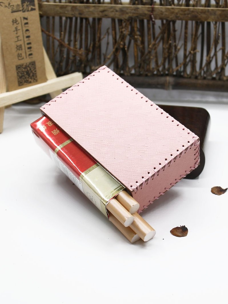 Cute Handmade Leather Womens Pink Cigarette Holder Case for Women