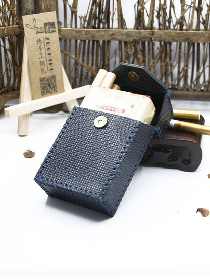 Cool Cigarette Holder Handmade Leather Mens Dark Blue Cigarette Holder Cases for Men