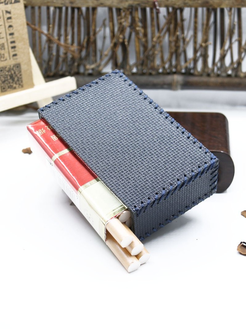 Cool Cigarette Holder Handmade Leather Mens Blue Cigarette Holder Cases for Men