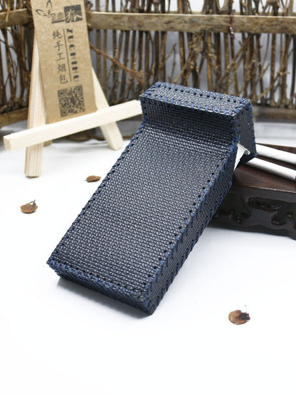 Handmade Leather Cigarette Holder Dark Blue Leather Womens Cigarette Holder Case for Women