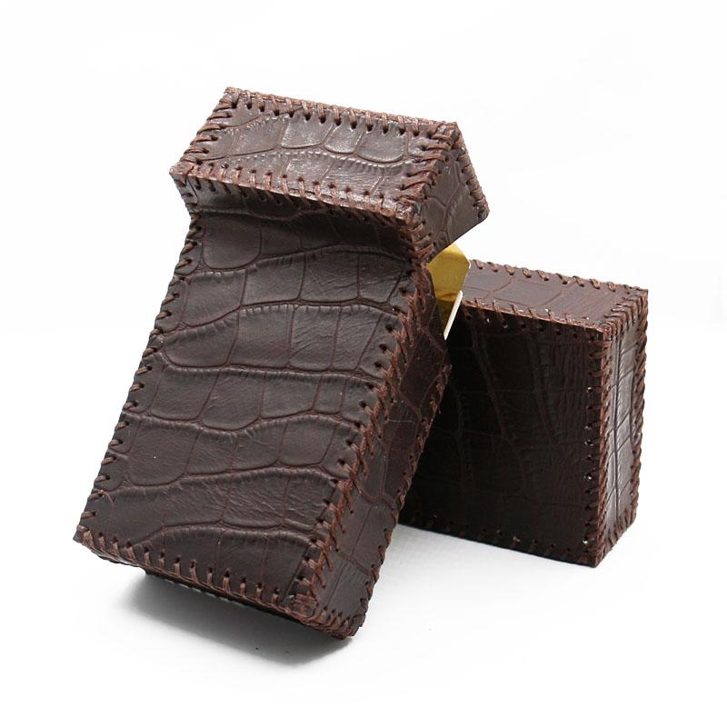 Cool Handmade Leather Mens Engraved Coffee Cigarette Holder Case for Men