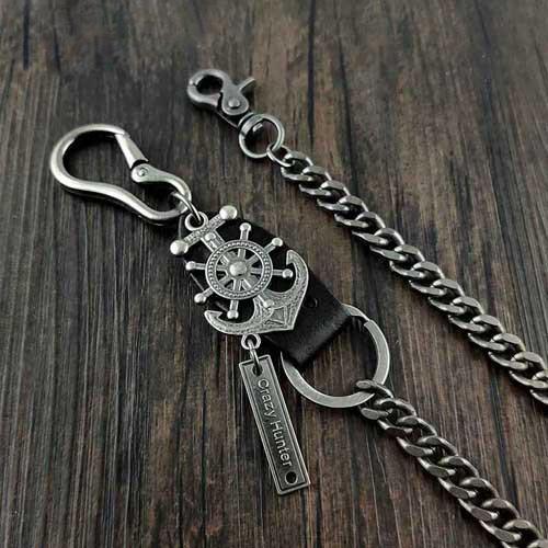 Anchor Biker Wallet Chain Mens Silver Long Pants Chain Mens Jeans Chain