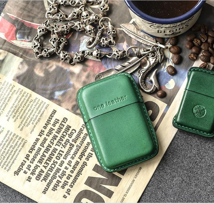 Handmade Black Leather Mens 11pcs Cigarette Holder Case Cool Custom Cigarette Case for Men