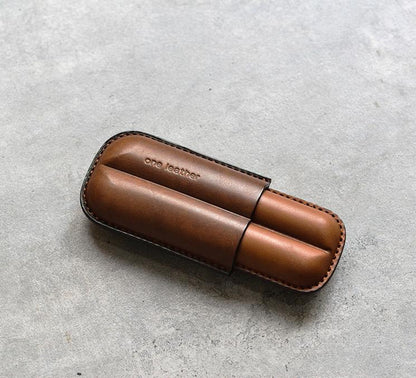 Cool Brown Leather Mens 2pcs Cigar Case Cool Custom Leather Cigar Case for Men