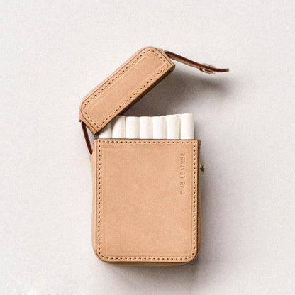 Cool Beige Leather Mens 20pcs Cigarette Holder Case Cool Custom Cigarette Case for Men