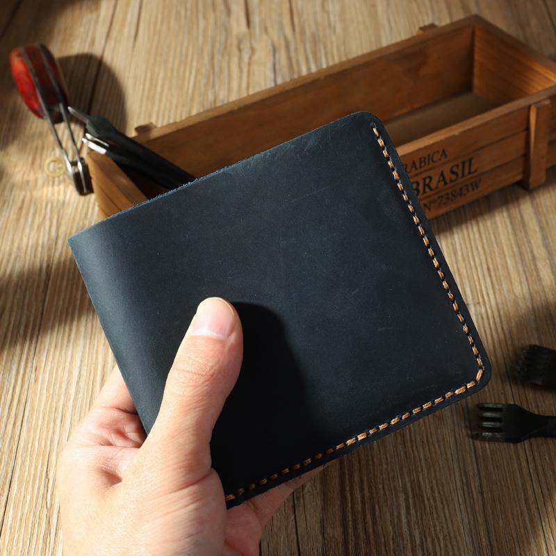 Handmade Leather Mens Trifold Billfold Wallet Personalize Trifold Small Wallets for Men