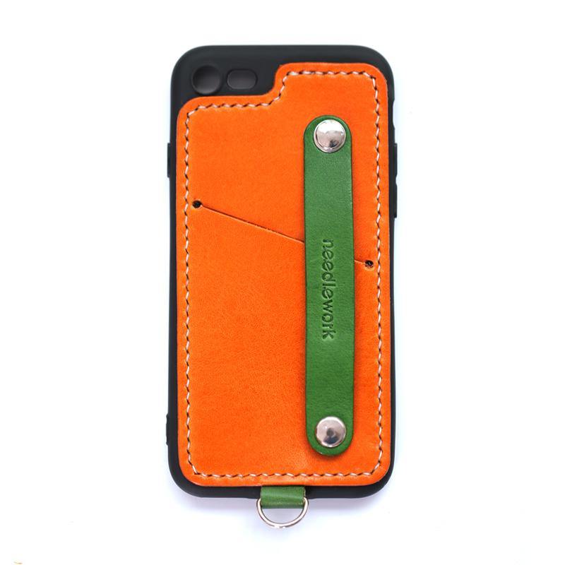 Handmade Orange Leather iPhone SE2 SE Case with Card Holder CONTRAST COLOR iPhone SE Leather Case