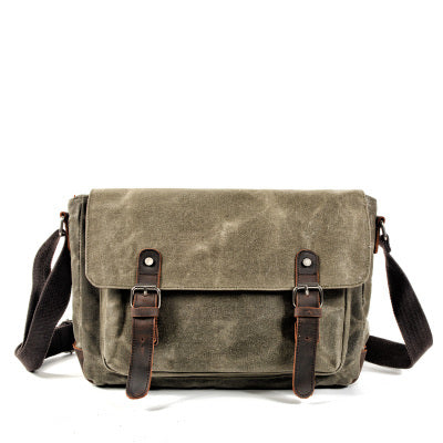 Black Waxed Canvas Side Bag Mens Cycling Canvas Messenger Bags For Men