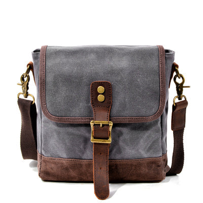 Khaki Waxed Canvas Vertical Side Bag Messenger Bag Mens Cycling Khaki Canvas Messenger Bag For Men