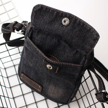 Vintage Mens Denim Mini Phone Shoulder Bags Denim Phone Crossbody Bag for Women