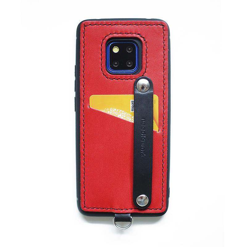 Handmade Blue Leather Huawei Mate 20 Pro Case with Card Holder CONTRAST COLOR Huawei Mate 20 Pro Leather Case