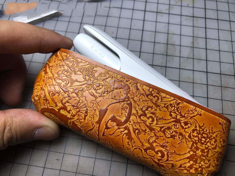 Handmade Tooled Leather Mens IQOS 3.0 Cigarette Case IQOS3.0 Holder for Men