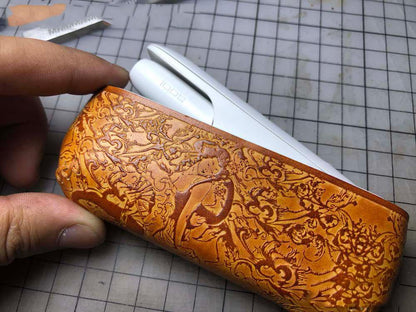 Handmade Tooled Moment Leather Mens IQOS 3.0 Cigarette Case IQOS3.0 Holder for Men