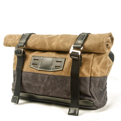 Khaki Waxed Canvas Mens Cycling Messenger Bags Black Canvas Cycling Side Bag For Men