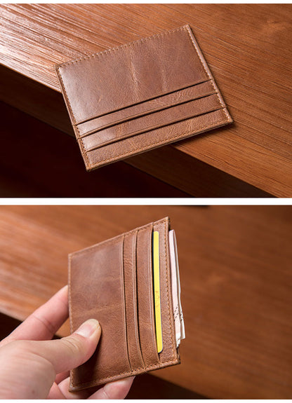 Coffee Mens Slim Card Holders Front Pocket Wallet Minimalist Card Wallet For Men