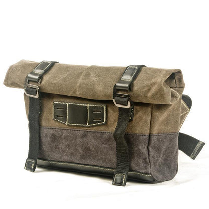 Coffee Waxed Canvas Mens Cycling Messenger Bags Coffee  Canvas Cycling Side Bag For Men