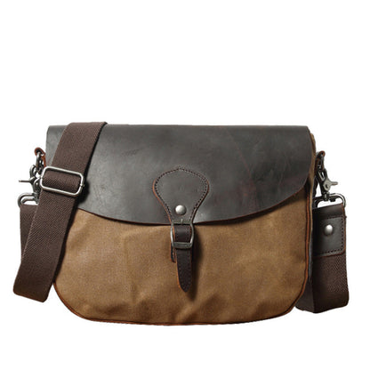 Gray Waxed Canvas Side Bag Shoulder Bag Mens Cycling Gray Canvas Messenger Bag For Men