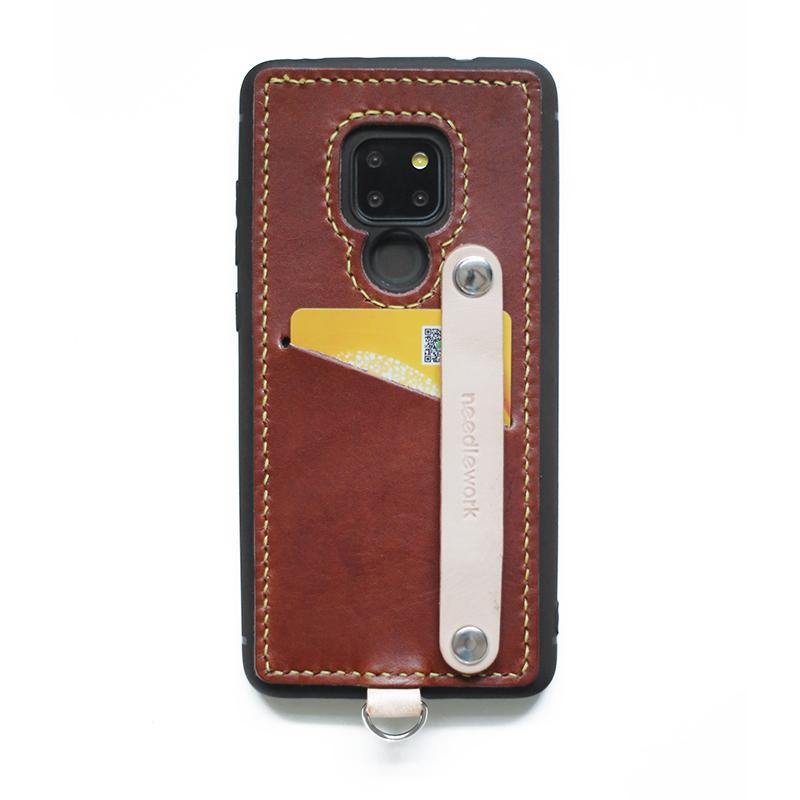 Handmade Coffee Leather Huawei Mate 20 Case with Card Holder CONTRAST COLOR Huawei Mate 20 Leather Case