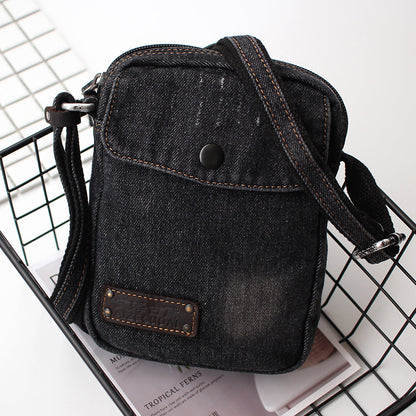 Vintage Mens Denim Mini Phone Shoulder Bags Denim Phone Crossbody Bag for Women