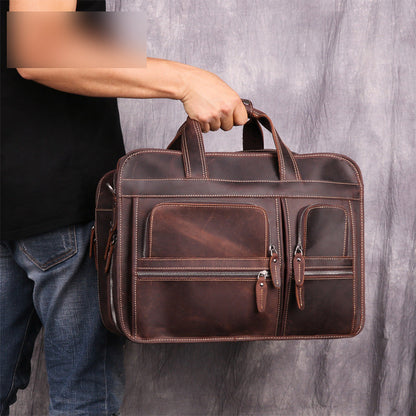 Vintage Brown Leather Men's 15¡®¡¯ Laptop Briefcase Handbags Black Professional Briefcase For Men